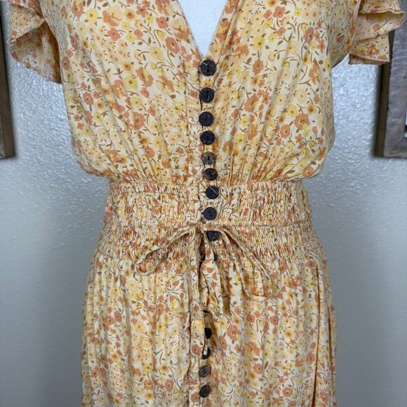 Tiare Hawaii | New Moon Maxi Dress Lovespell Creme Yellow Floral Small - Picture 4 of 10